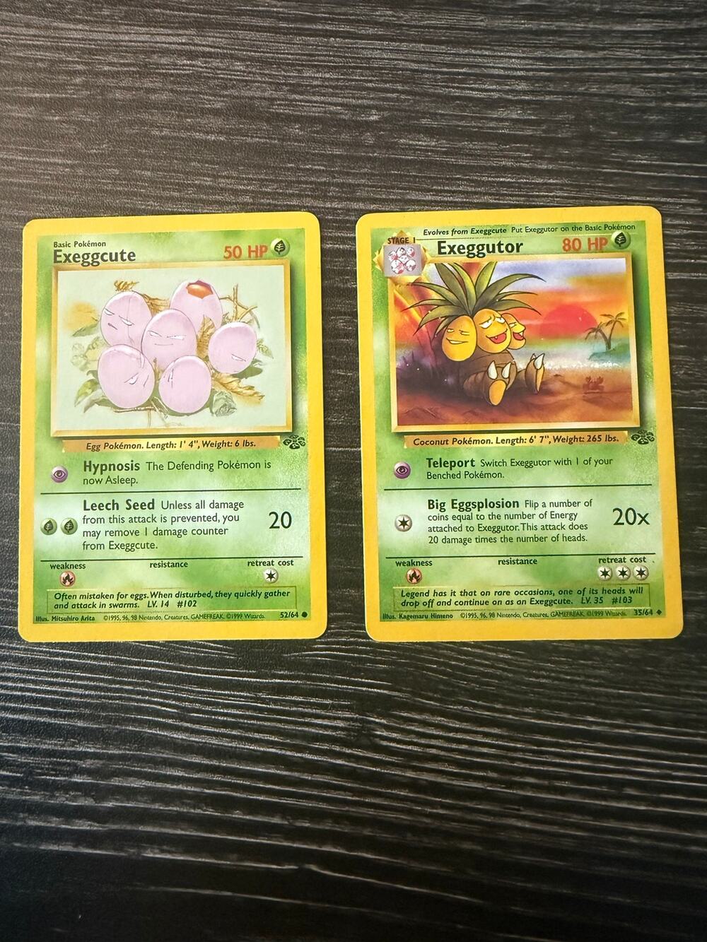 Vintage 1999 Pokémon Jungle Set Non-Holo Card Bundle - Exeggcute & Exeggutor